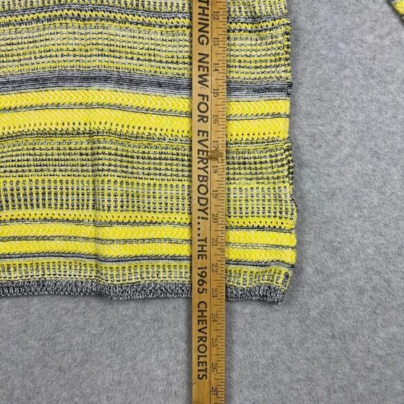 Leo & Nicole Sweater Womens M Knit Textured Long Sleeve Yellow Gray Striped - Picture 6 of 7